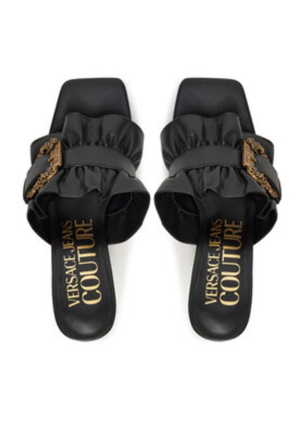 Versace Jeans Couture Klapki 78VA3S70 Czarny. Kolor: czarny. Materiał: skóra