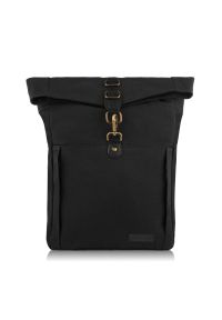 Plecak męski ze skóry wegańskiej PAOLO PERUZZI E-06-BL czarny. Kolor: czarny. Materiał: materiał. Wzór: paski #1