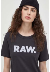 G-Star RAW - G-Star Raw t-shirt bawełniany kolor szary. Okazja: na co dzień. Kolor: szary. Materiał: bawełna. Wzór: nadruk. Styl: casual