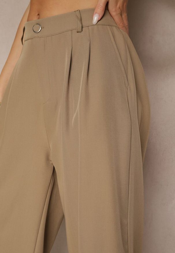 Renee - Brązowe Eleganckie Spodnie Typu Culottes Silunea. Okazja: na spotkanie biznesowe, na co dzień, do pracy. Kolor: brązowy. Styl: elegancki