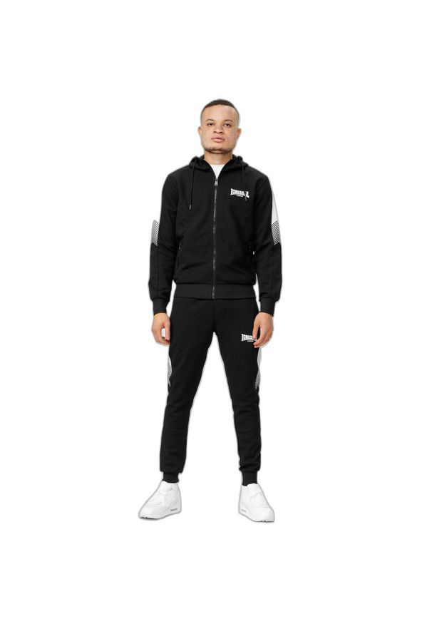 Dres z kapturem o regularnym kroju Lonsdale Marthal. Kolor: czarny, biały, wielokolorowy. Materiał: dresówka