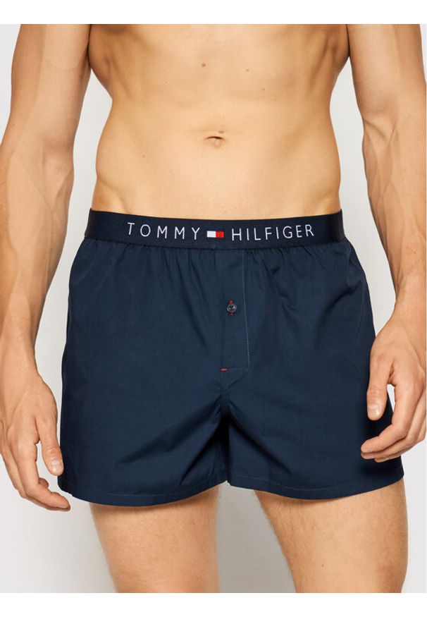 TOMMY HILFIGER - Tommy Hilfiger Bokserki Cotton Woven Boxer Icon 1U87905489 Granatowy. Kolor: niebieski. Materiał: bawełna