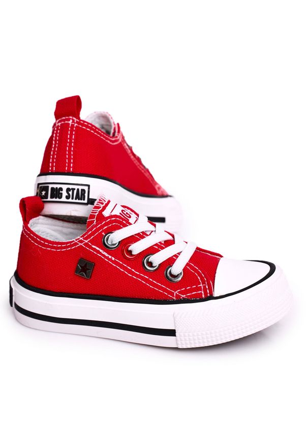 Big-Star - Dziecięce Klasyczne Niskie Trampki Big Star HH374092 Czerwone. Kolor: czerwony. Materiał: materiał. Styl: klasyczny