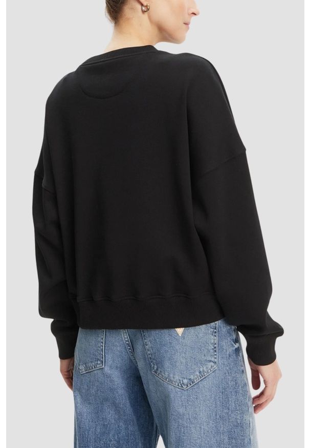 Guess - GUESS Czarna damska bluza z cyrkoniami Rachele, Rozmiar M. Kolor: czarny