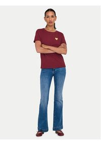 only - ONLY T-Shirt Kita 15244714 Bordowy Regular Fit. Kolor: czerwony. Materiał: bawełna #4