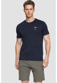 Aeronautica Militare - AERONAUTICA MILITARE Granatowy bawełniany męski t-shirt, Rozmiar XXL. Okazja: na co dzień. Kolor: niebieski. Materiał: bawełna. Styl: casual, klasyczny #1
