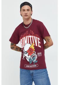 Primitive t-shirt bawełniany kolor bordowy z nadrukiem. Kolor: czerwony. Materiał: bawełna. Wzór: nadruk #4