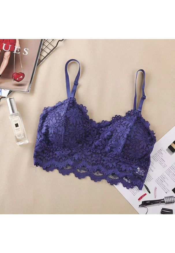 Intica - Braletka koronkowa z delikatnego materiału Mafumi. Kolor: niebieski. Materiał: materiał, koronka. Wzór: koronka