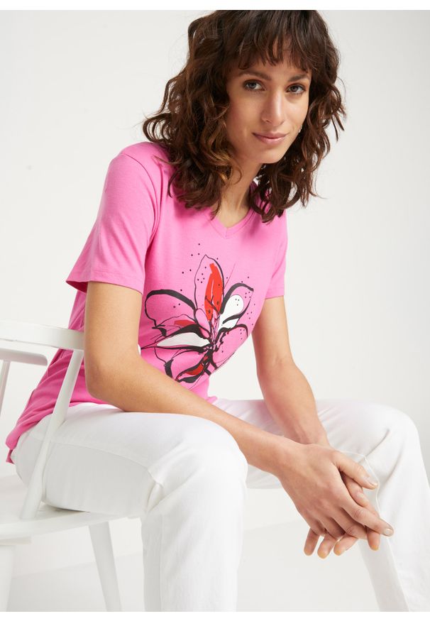 bonprix - T-shirt. Kolor: różowy