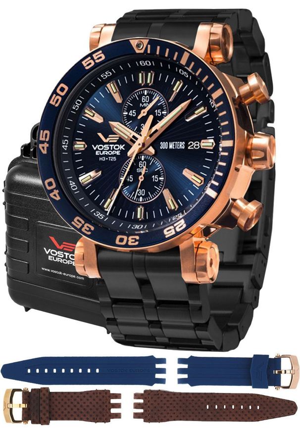 Zegarek męski Vostok Europe VK61-575B590BB czarny. Kolor: czarny