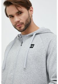 Under Armour bluza męska kolor szary z kapturem gładka 1357111-424. Okazja: na co dzień. Typ kołnierza: kaptur. Kolor: szary. Materiał: dzianina. Wzór: gładki. Styl: casual #4