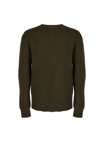 Les Hommes Sweter | LJK106-656U | Round Neck Sweater With Asymetric Zip | Mężczyzna | Khaki. Okazja: na co dzień. Kolor: brązowy. Materiał: wełna. Wzór: aplikacja. Styl: casual #2