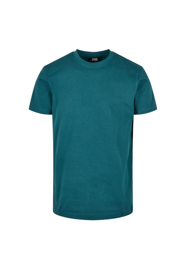 Urban Classics - Męska Podstawowa Koszulka Gładka. Kolor: niebieski. Wzór: gładki. Sport: turystyka piesza