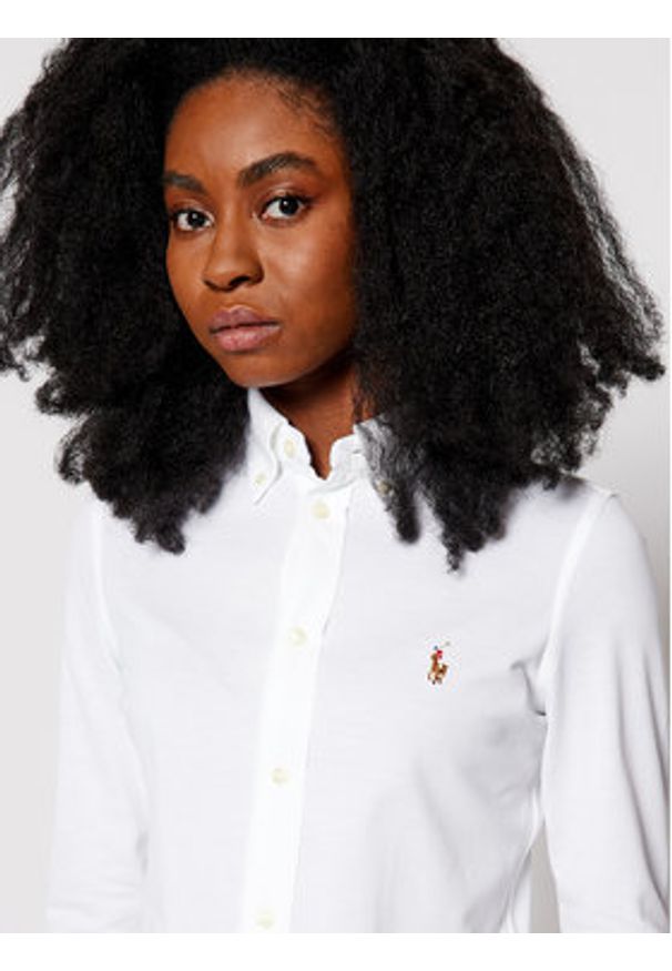 Polo Ralph Lauren Koszula Heidi 211664427003 Biały Slim Fit. Typ kołnierza: polo. Kolor: biały. Materiał: bawełna