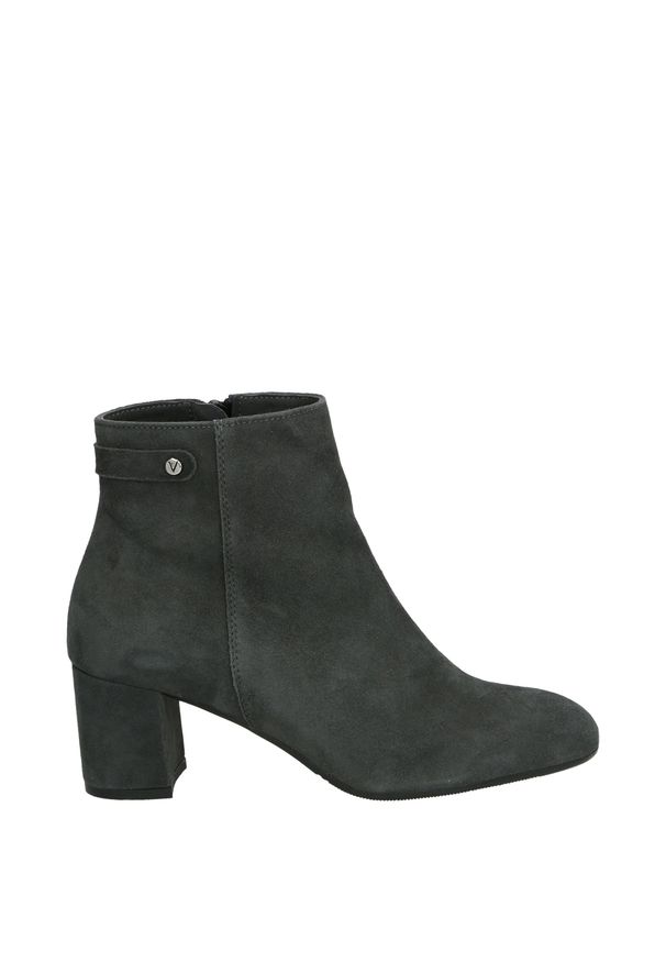 Venezia - SZARE BOTKI NA SŁUPKU 1229-1 CAM GRIGI. Kolor: szary. Materiał: skóra, syntetyk, zamsz. Szerokość cholewki: normalna. Obcas: na słupku. Wysokość obcasa: średni