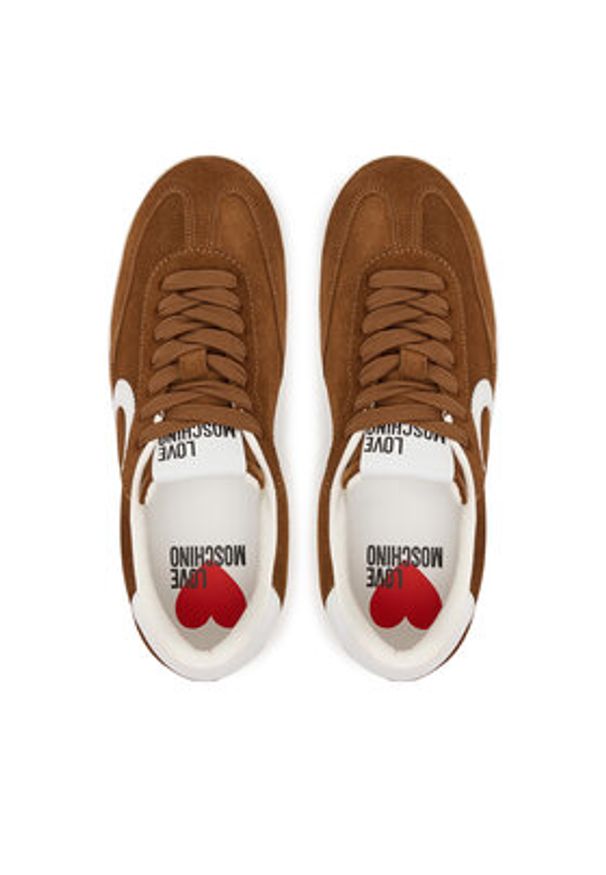 Love Moschino - LOVE MOSCHINO Sneakersy JA15112G1NIG021041 Brązowy. Kolor: brązowy. Materiał: skóra