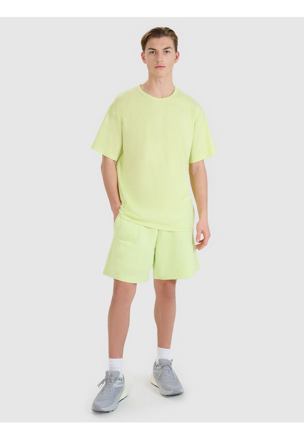 4f - 4F T-shirt oversize gładki uniseks - zielony S. Okazja: na co dzień. Kolor: zielony. Materiał: bawełna, dzianina, jersey. Długość rękawa: krótki rękaw. Długość: krótkie. Wzór: gładki. Styl: klasyczny, casual, sportowy