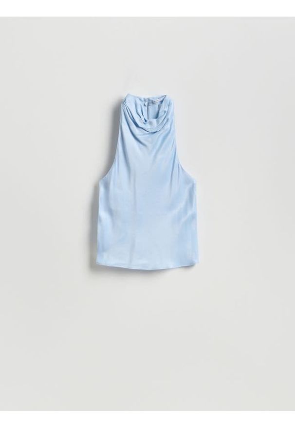 Reserved - Top halter - jasnoniebieski. Typ kołnierza: dekolt halter. Kolor: niebieski. Materiał: tkanina, wiskoza
