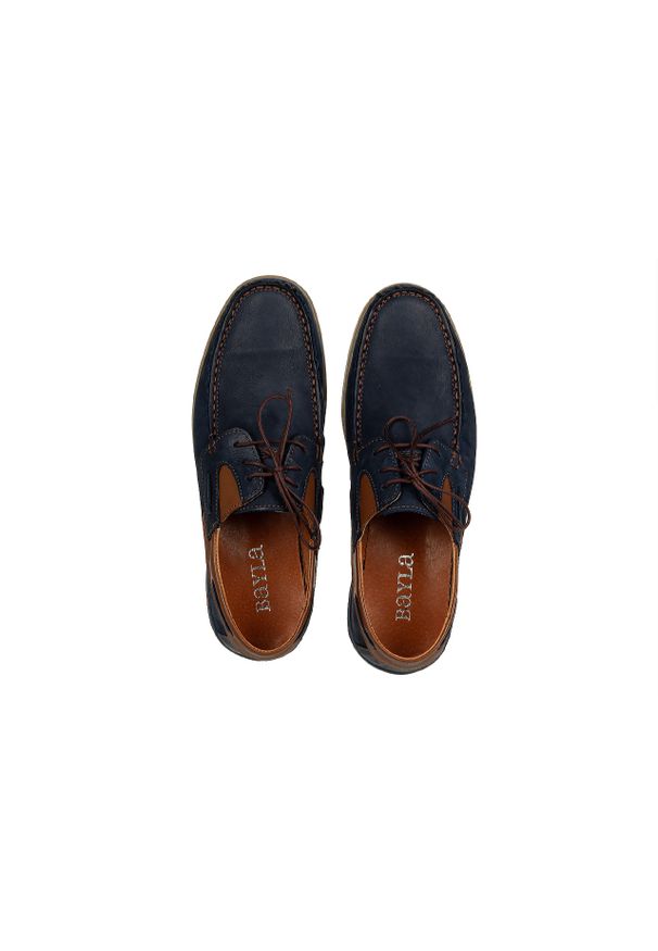 Półbuty Bayla-081 972 Juma Blue AX 081127, Granatowy, Skóra naturalna. Okazja: na co dzień. Kolor: niebieski. Materiał: skóra. Styl: casual