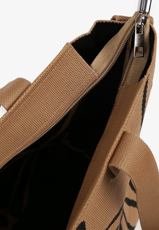 Renee - Brązowa Torebka Typu Shopper z Paskiem Crossbody w Abstrakcyjny Wzór Obelisse. Kolor: brązowy. Styl: casual, elegancki. Rodzaj torebki: na ramię