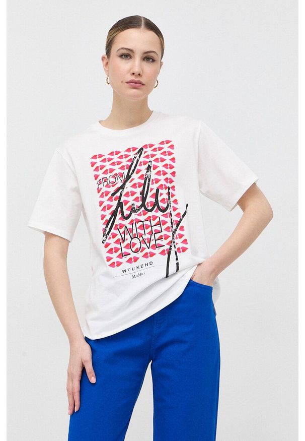 Weekend Max Mara t-shirt bawełniany kolor biały. Kolor: biały. Materiał: bawełna
