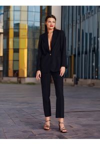 Sinsay - Marynarka z lnem - czarny. Kolor: czarny. Materiał: len. Styl: elegancki