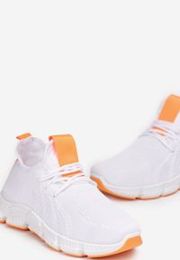 Born2be - Biało-Pomarańczowe Buty Sportowe Feliko. Kolor: biały. Materiał: materiał. Szerokość cholewki: normalna #2