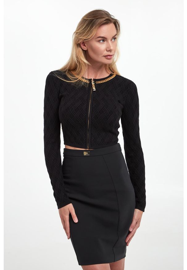 Elisabetta Franchi - Sweter/kardigan damski zapinany na zamek ELISABETTA FRANCHI