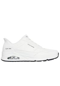 skechers - Buty męskie Skechers Slip-ins: Uno Banksia Luxe 183023WHT - białe. Okazja: na co dzień. Zapięcie: sznurówki. Kolor: biały. Materiał: materiał, guma, skóra. Szerokość cholewki: normalna. Model: Skechers Sport #1