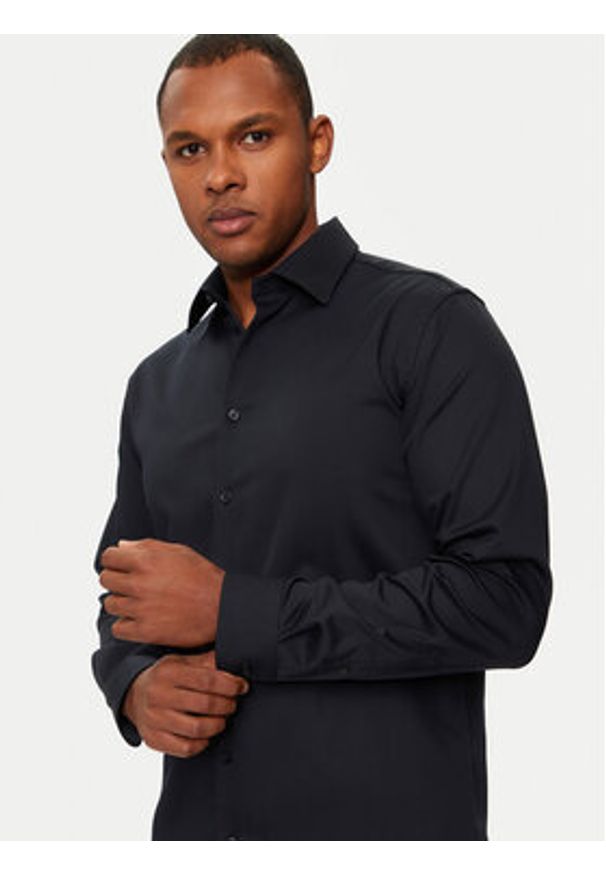 Selected Homme Koszula 16092939 Czarny Slim Fit. Kolor: czarny. Materiał: syntetyk, bawełna