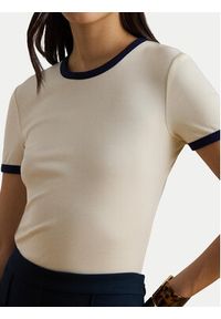 Lauren Ralph Lauren - LAUREN RALPH LAUREN T-Shirt 200P09077002 Écru Slim Fit. Kolor: kremowy. Materiał: bawełna #3