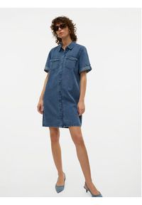Vero Moda Sukienka jeansowa Jennie 10309665 Niebieski Regular Fit. Kolor: niebieski. Materiał: bawełna #6