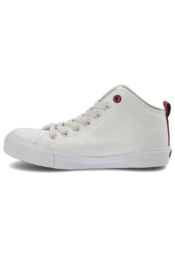 Białe Trampki Cross Jeans Damskie Stylowe Buty. Kolor: biały. Materiał: materiał, skóra ekologiczna. Szerokość cholewki: normalna. Wzór: aplikacja, jednolity. Styl: elegancki