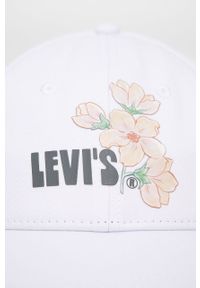 Levi's® - Levi's czapka bawełniana kolor biały z nadrukiem. Kolor: biały. Materiał: bawełna. Wzór: nadruk. Styl: biznesowy #2