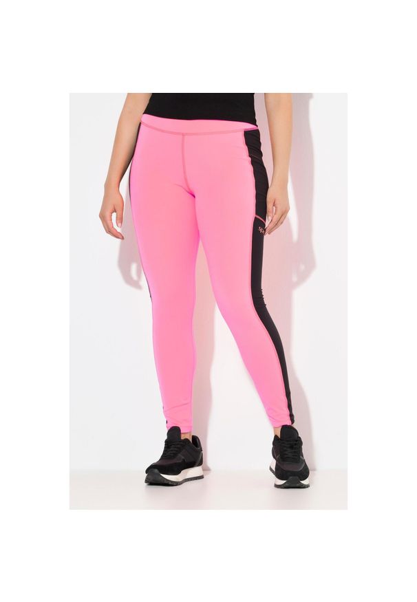 ULLA POPKEN - Damskie Legginsy sportowe szybkoschnące kieszenie z recyklingu. Kolekcja: plus size. Kolor: różowy. Materiał: poliester, materiał, elastan
