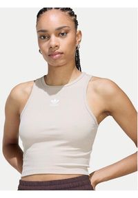 Adidas - adidas Top Essentials KD3822 Beżowy Slim Fit. Kolor: beżowy. Materiał: wiskoza #5