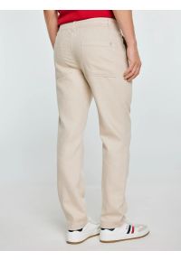 Big-Star - Spodnie męskie lniane perłowe Cabres 103. Kolor: kremowy. Materiał: len. Wzór: haft. Styl: klasyczny #4