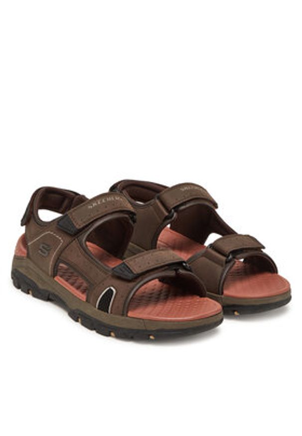 skechers - Skechers Sandały Tresmen-Hirano 204106/CHOC Brązowy. Kolor: brązowy. Materiał: skóra