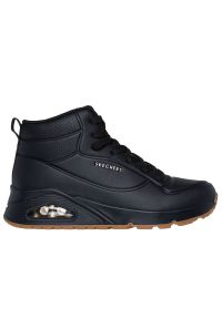 skechers - Buty damskie Skechers Uno Stand High 177097BBK - czarne. Zapięcie: sznurówki. Kolor: czarny. Materiał: guma, syntetyk, skóra. Szerokość cholewki: normalna. Wzór: gładki. Model: Skechers Sport