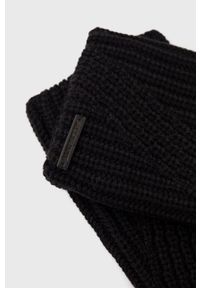 AllSaints Rękawiczki z domieszką wełny damskie kolor czarny. Kolor: czarny. Materiał: wełna. Wzór: gładki