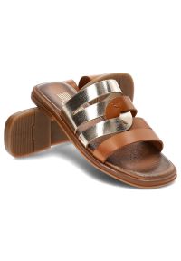 Złote Klapki Lemar Wygodne Buty Na Lato. Okazja: na spacer, na co dzień. Kolor: złoty. Materiał: skóra. Sezon: lato. Styl: klasyczny, casual, elegancki #6