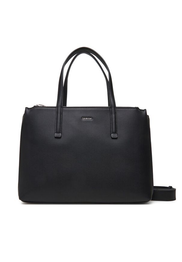 Calvin Klein Torebka Ck Must Tote Md LV04F3098G Czarny. Kolor: czarny. Materiał: skórzane