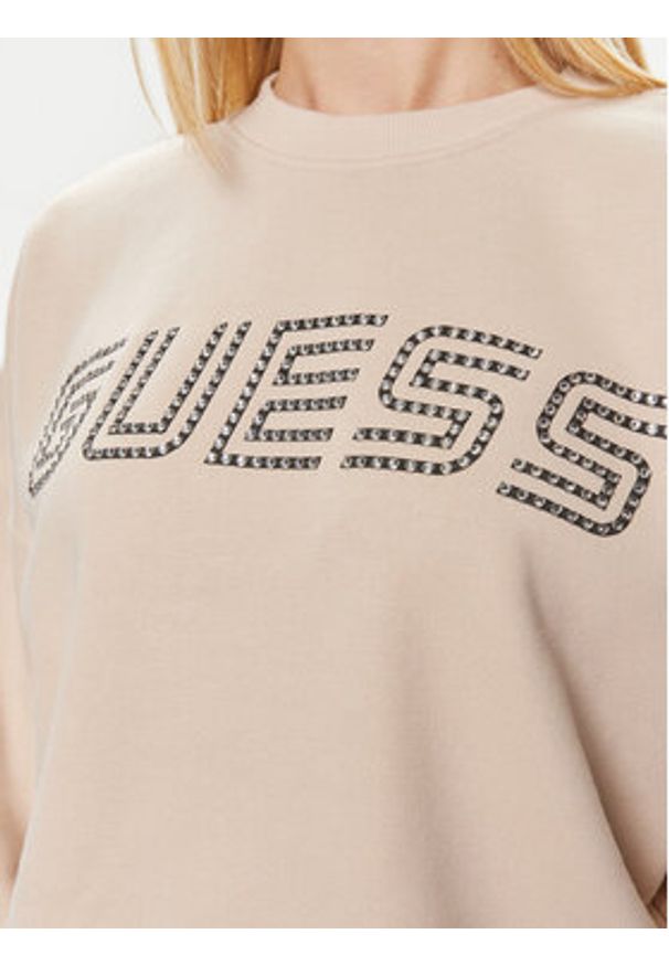 Guess Bluza Skylar V4GQ07 K8802 Beżowy Relaxed Fit. Kolor: beżowy. Materiał: bawełna, syntetyk