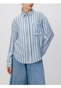 Reserved - Koszula z naszywaną kieszenią - jasnoturkusowy. Kolor: turkusowy. Materiał: wiskoza, tkanina