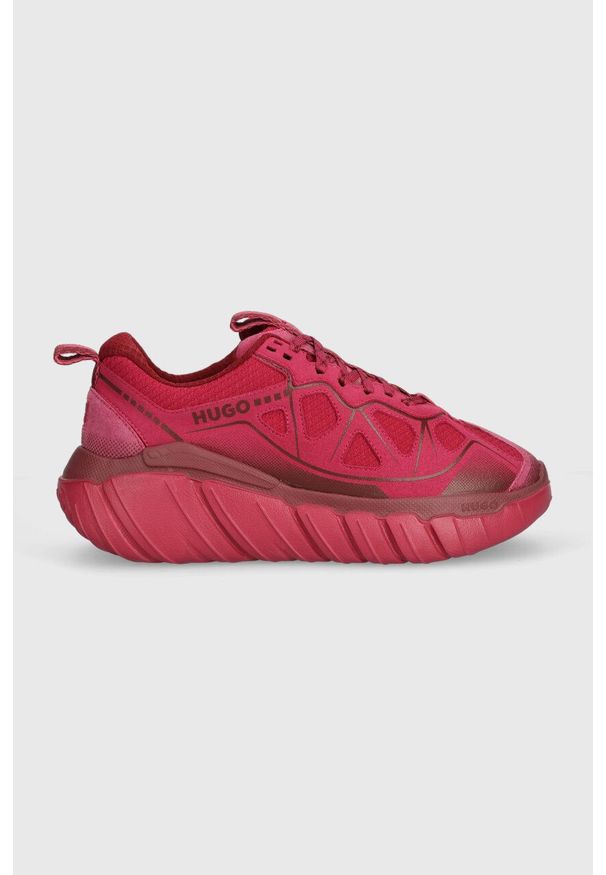 Hugo - HUGO sneakersy Xeno kolor różowy 50504472. Nosek buta: okrągły. Zapięcie: sznurówki. Kolor: różowy. Materiał: guma. Obcas: na platformie