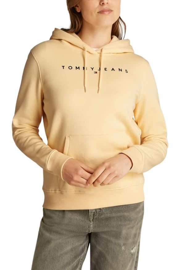 Tommy Jeans - TOMMY JEANS Żółta damska bluza z kapturem, Rozmiar M. Typ kołnierza: kaptur. Kolor: żółty