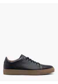Ryłko - Granatowe buty typu trampki. Kolor: niebieski. Materiał: skóra. Styl: street, sportowy