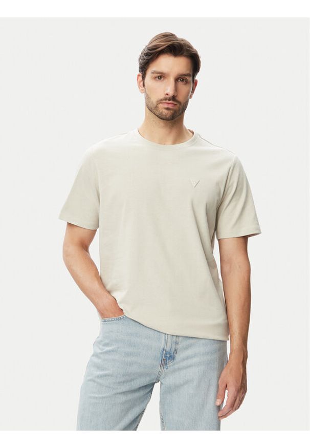 Guess T-Shirt M4YI0A KCCM1 Beżowy Regular Fit. Kolor: beżowy. Materiał: bawełna