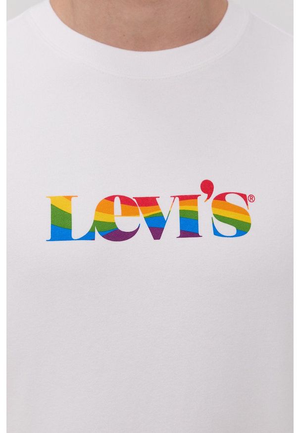 Levi's® - Levi's Bluza męska kolor biały z nadrukiem. Okazja: na spotkanie biznesowe. Kolor: biały. Wzór: nadruk. Styl: biznesowy