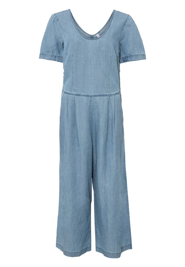 Kombinezon dżinsowy culotte TENCEL™ Lyocell bonprix niebieski "bleached”. Kolor: niebieski. Materiał: lyocell